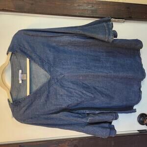 NYGARD Women's Denim Blouse with bell sleeves- Size Medium